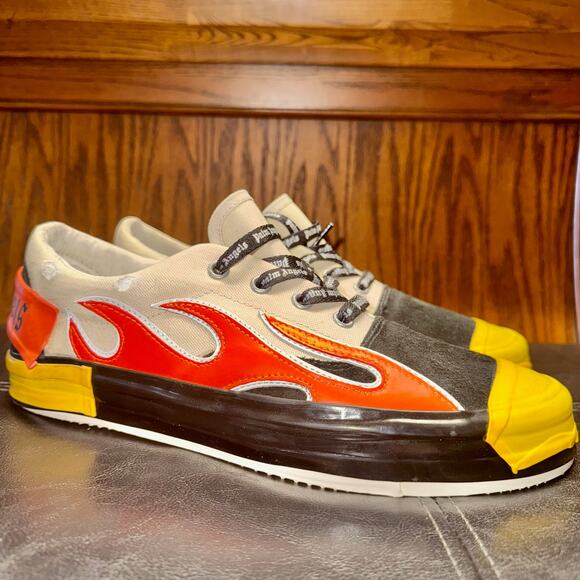 Palm Angels Men's Multicolor Low Top Canvas Scarpa Flame Shoes - Size 41 NWOT - Picture 4 of 12